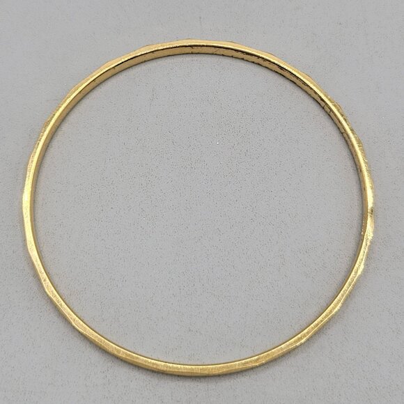 Vintage Monet Gold Tone Bangle Bracelet Brushed Textured Scalloped Design - Picture 6 of 8